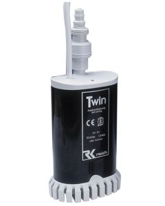 12V vannsynkepumpe, Twin 55W, 19L 1.4bar m/tilbakeslagsventil