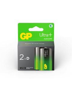 Batteri GP Ultra+ Alkaline D, LR20, 2pk