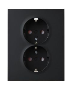 230V ELKO Plus Stikkontakt Dobbel Innfelt Jord, Sort