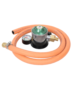 Gassregulator med slange, slangeklemmer og manometer