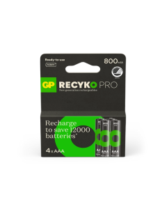GP Recyko Pro AAA-batteri, 800mAh, 4-pk