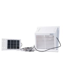 Solventilator SWF-102, med solcellepanel, hvit